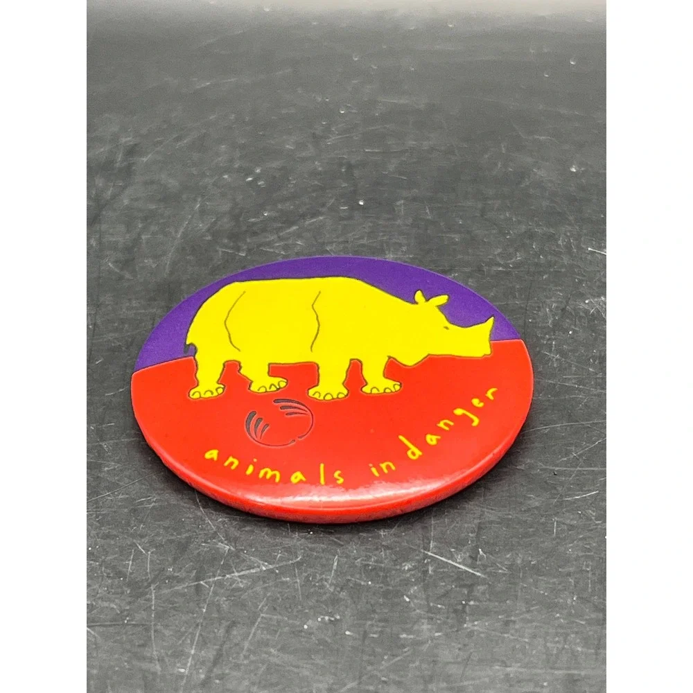 Vtg Set of 3 Animals‎ In Danger Extinct is Forever Pinback Button Badges